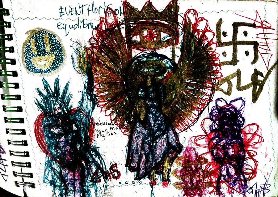 Hand-drawn sketchbook page accompanying The Echo in the Cold: Seven Bells