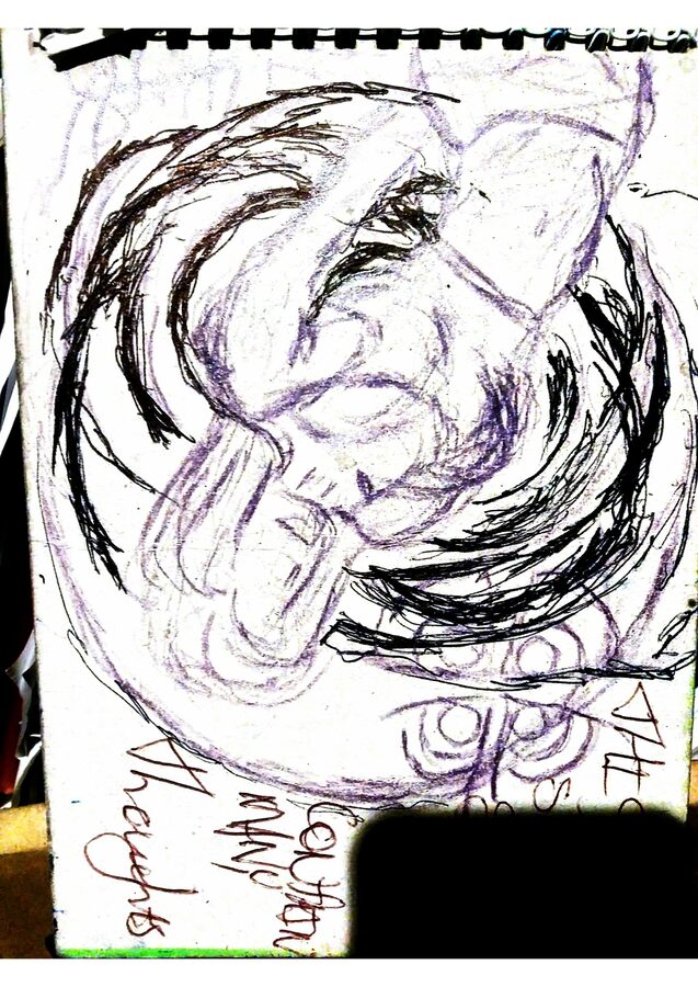 Hand-drawn sketchbook page accompanying The Arrow and the Loop