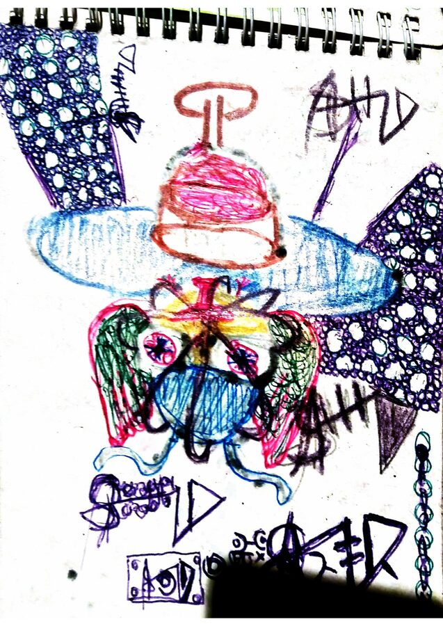 Hand-drawn sketchbook page accompanying The Disreputable Dog on the Things That Remember