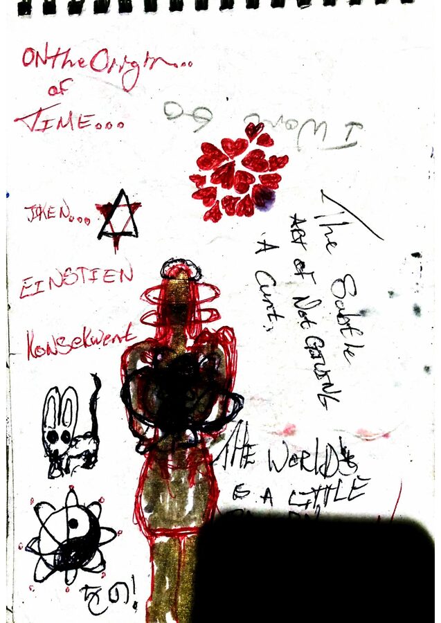 Hand-drawn sketchbook page accompanying Symbolic Physics: From Glyph to Field